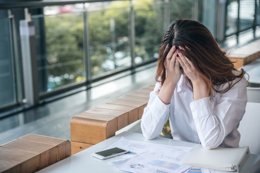 Woman stressed at work