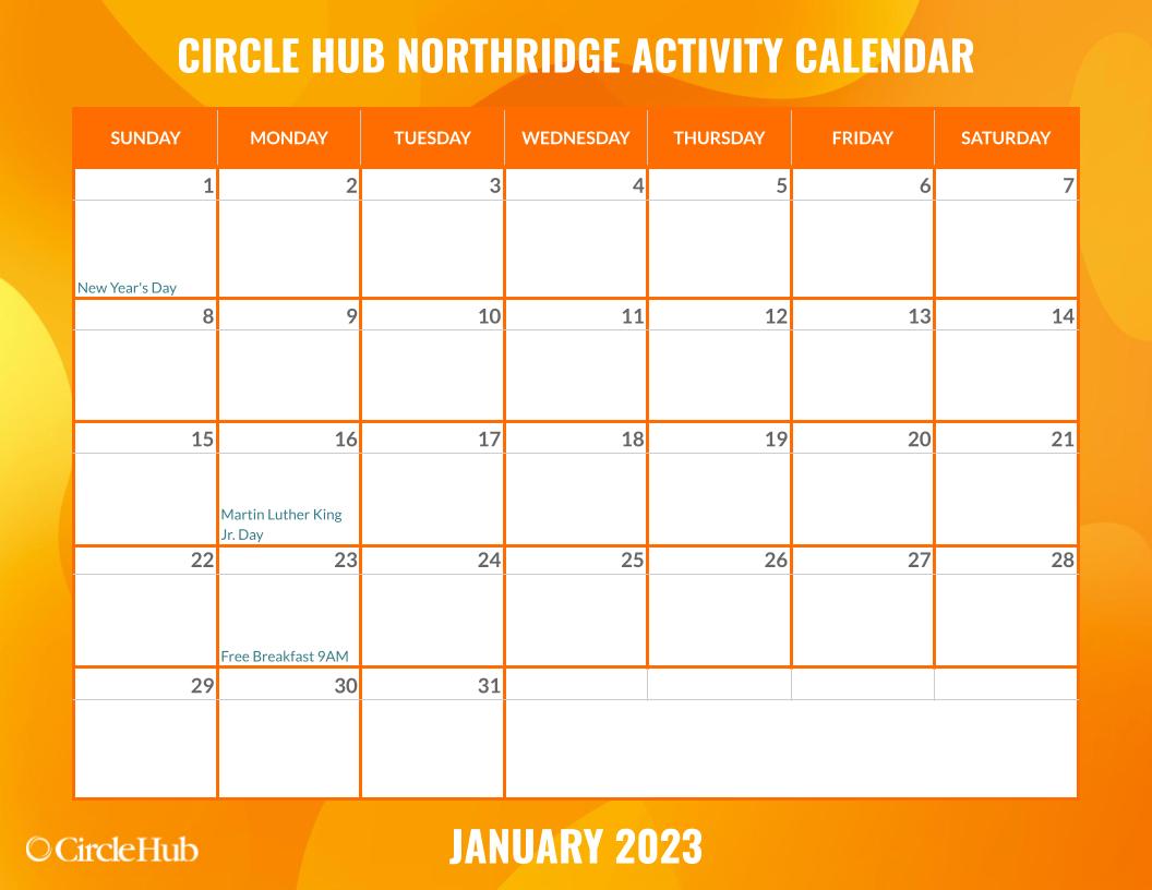 CH Northridge Activity Calendar Jan