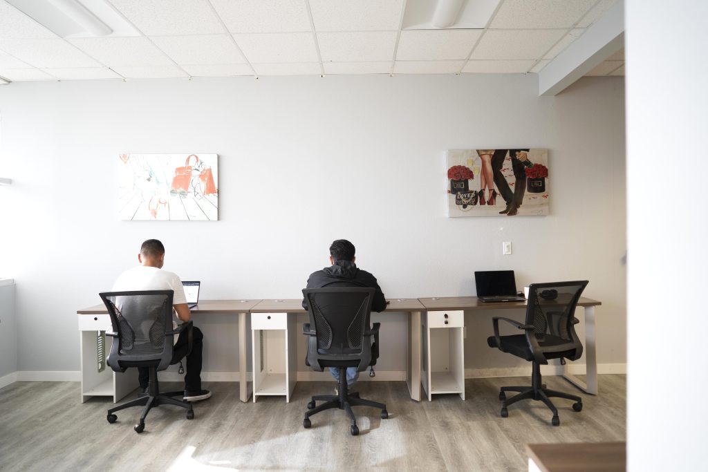 People working at the Circle Hub coworking space in Ventura
