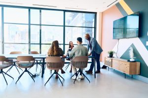 Startup having a meeting in an office