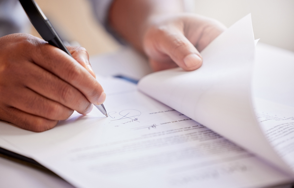 Signing a contract for a business address