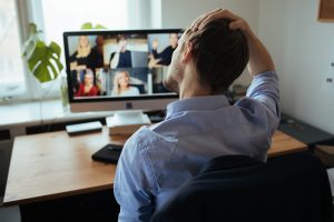 Man experiencing Zoom fatigue