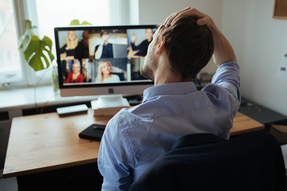 Man experiencing Zoom fatigue