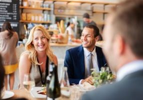 Professionals having lunch in Northridge