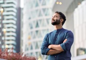 Man choosing a business address in Los Angeles