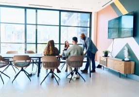 Startup having a meeting in an office