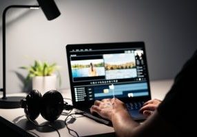 Film production team working in LA office