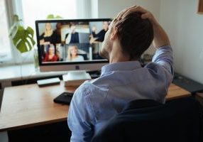 Man experiencing Zoom fatigue